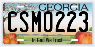 GA license plate CSM0223