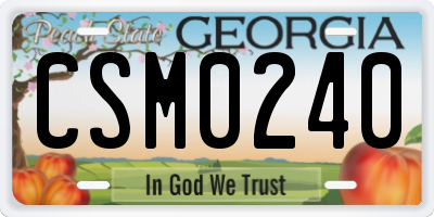 GA license plate CSM0240