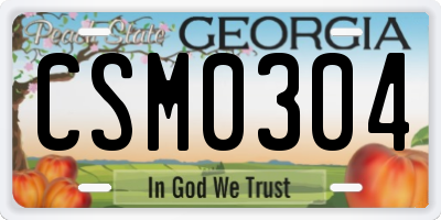 GA license plate CSM0304