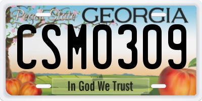 GA license plate CSM0309