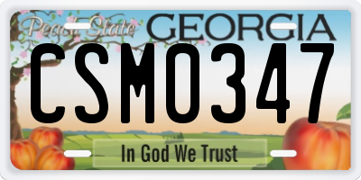 GA license plate CSM0347