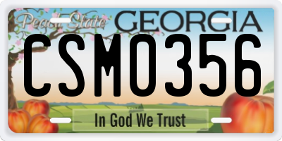 GA license plate CSM0356
