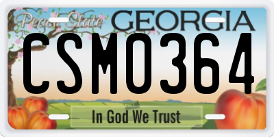 GA license plate CSM0364