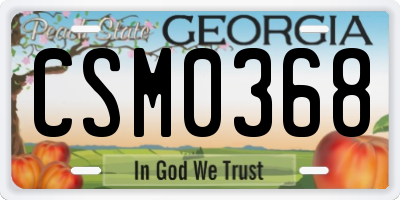 GA license plate CSM0368