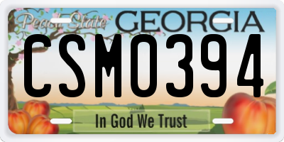 GA license plate CSM0394