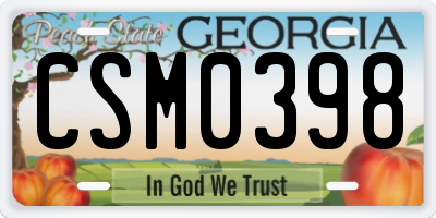 GA license plate CSM0398