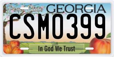 GA license plate CSM0399