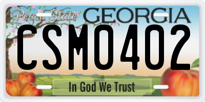 GA license plate CSM0402