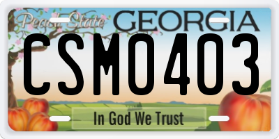 GA license plate CSM0403