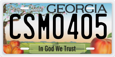 GA license plate CSM0405