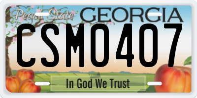 GA license plate CSM0407