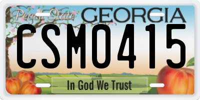 GA license plate CSM0415