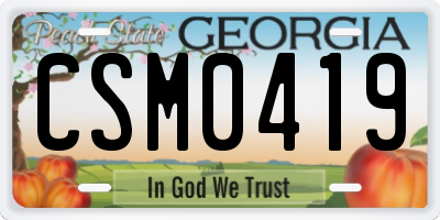 GA license plate CSM0419