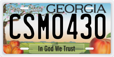 GA license plate CSM0430
