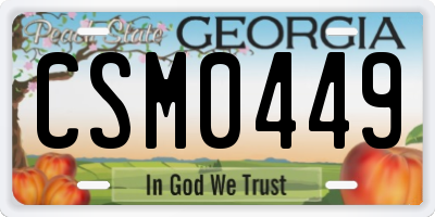 GA license plate CSM0449