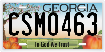 GA license plate CSM0463
