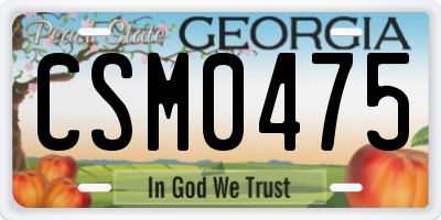 GA license plate CSM0475