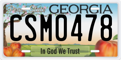 GA license plate CSM0478