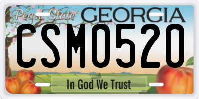 GA license plate CSM0520