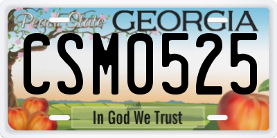 GA license plate CSM0525