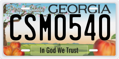 GA license plate CSM0540