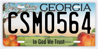 GA license plate CSM0564