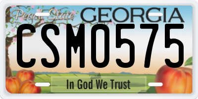 GA license plate CSM0575