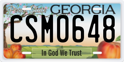 GA license plate CSM0648