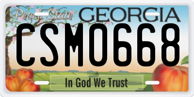 GA license plate CSM0668
