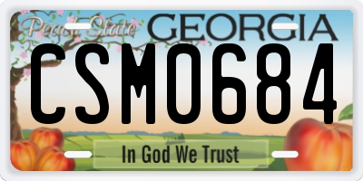 GA license plate CSM0684