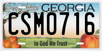 GA license plate CSM0716