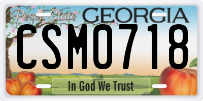 GA license plate CSM0718