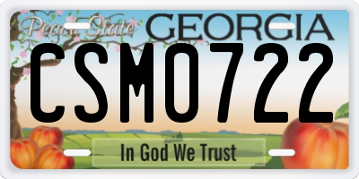 GA license plate CSM0722