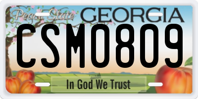 GA license plate CSM0809