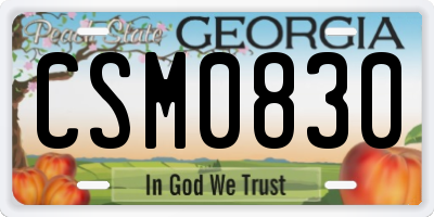 GA license plate CSM0830