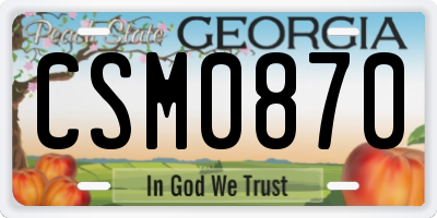 GA license plate CSM0870
