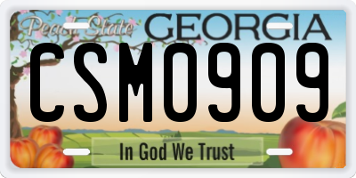 GA license plate CSM0909