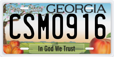 GA license plate CSM0916
