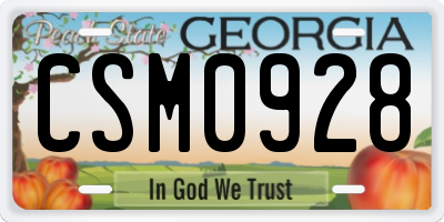 GA license plate CSM0928