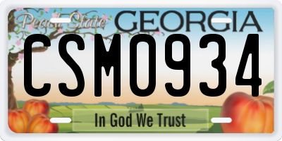 GA license plate CSM0934