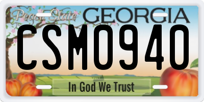GA license plate CSM0940