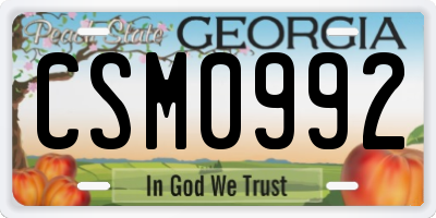 GA license plate CSM0992