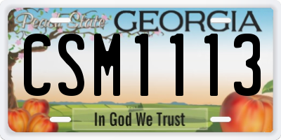 GA license plate CSM1113