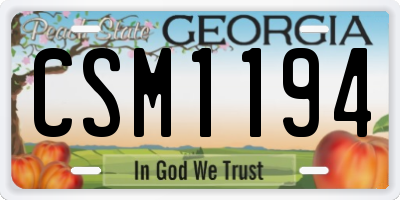 GA license plate CSM1194