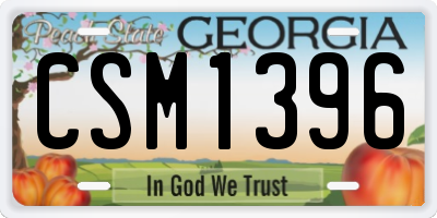 GA license plate CSM1396