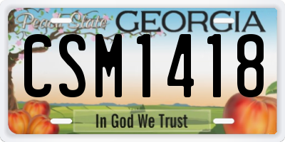 GA license plate CSM1418