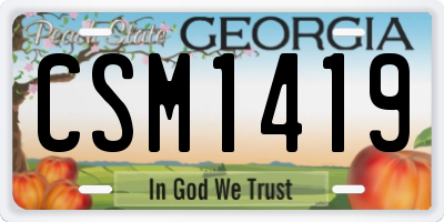 GA license plate CSM1419