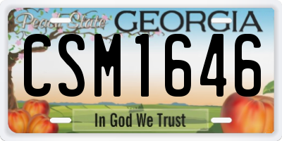 GA license plate CSM1646