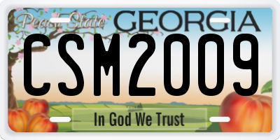 GA license plate CSM2009