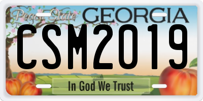 GA license plate CSM2019